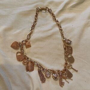 Michael Kors Rose Gold Charm Necklace with Mixed Pendants